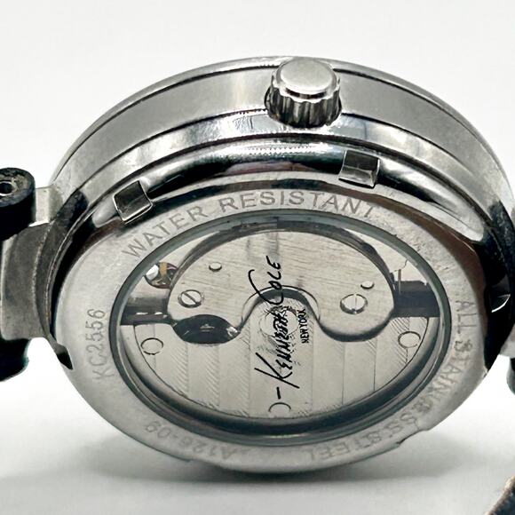 Kenneth Cole New York Ladies Skeleton Automatic Silver Dial Watch w Leather Band - Picture 4 of 9